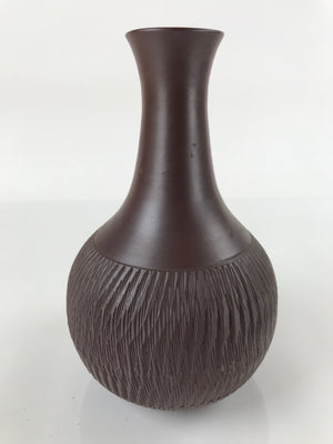 Japanese Ceramic Vase Kabin Vtg Ikebana Flower Arrangement Dark Brown FK93