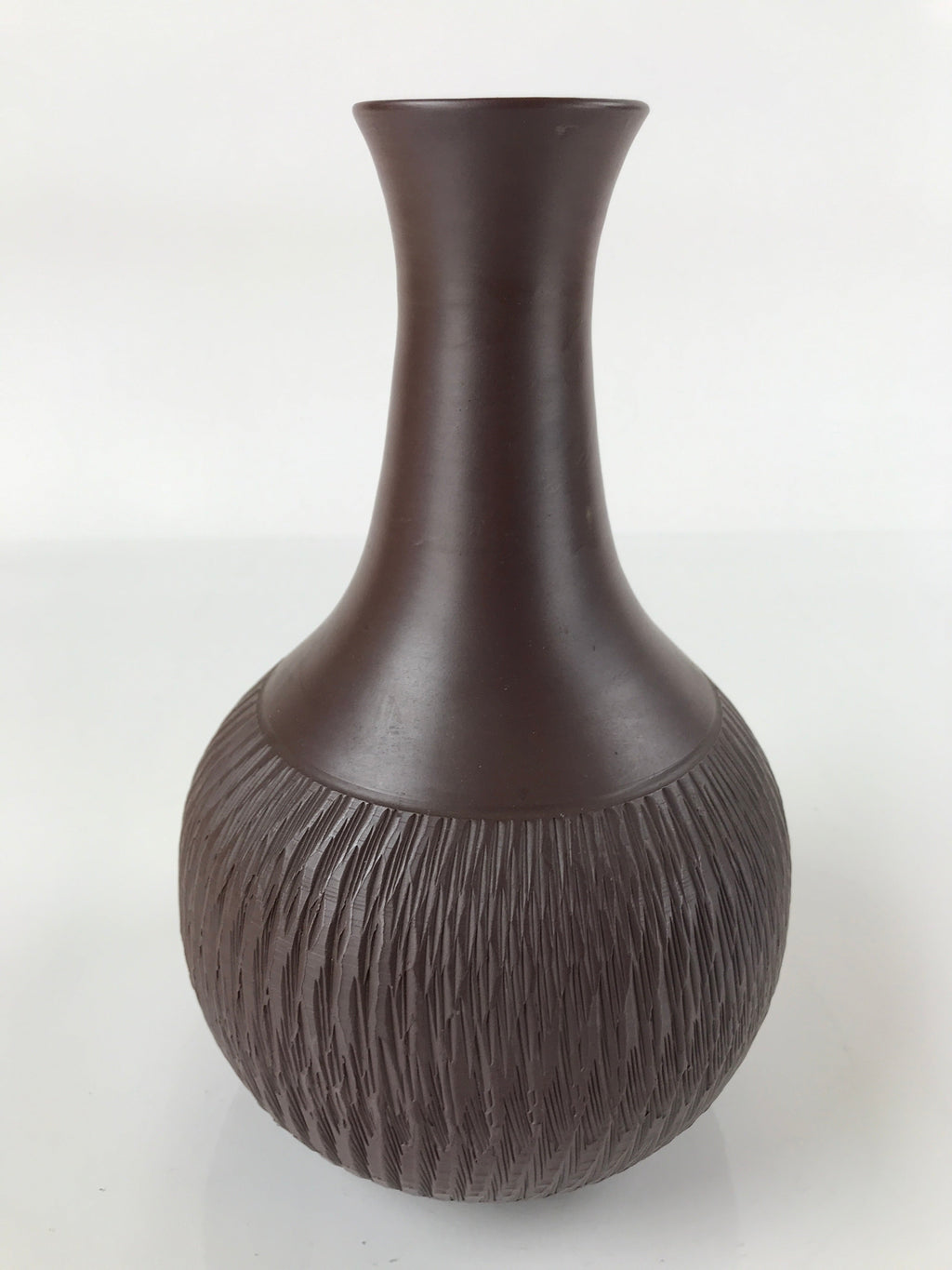 Japanese Ceramic Vase Kabin Vtg Ikebana Flower Arrangement Dark Brown FK93
