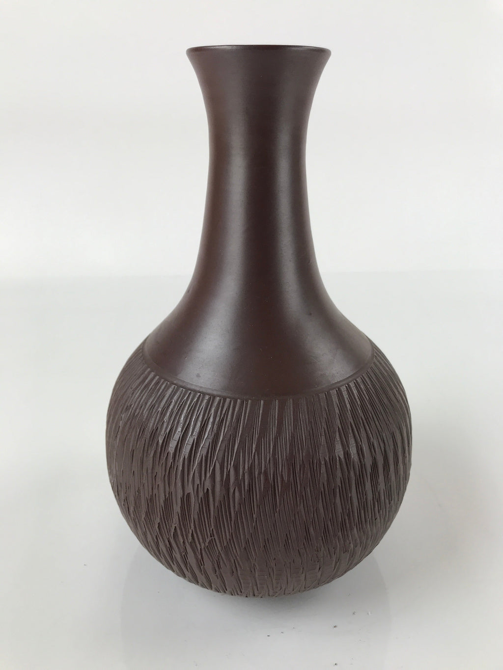 Japanese Ceramic Vase Kabin Vtg Ikebana Flower Arrangement Dark Brown FK93