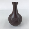 Japanese Ceramic Vase Kabin Vtg Ikebana Flower Arrangement Dark Brown FK93