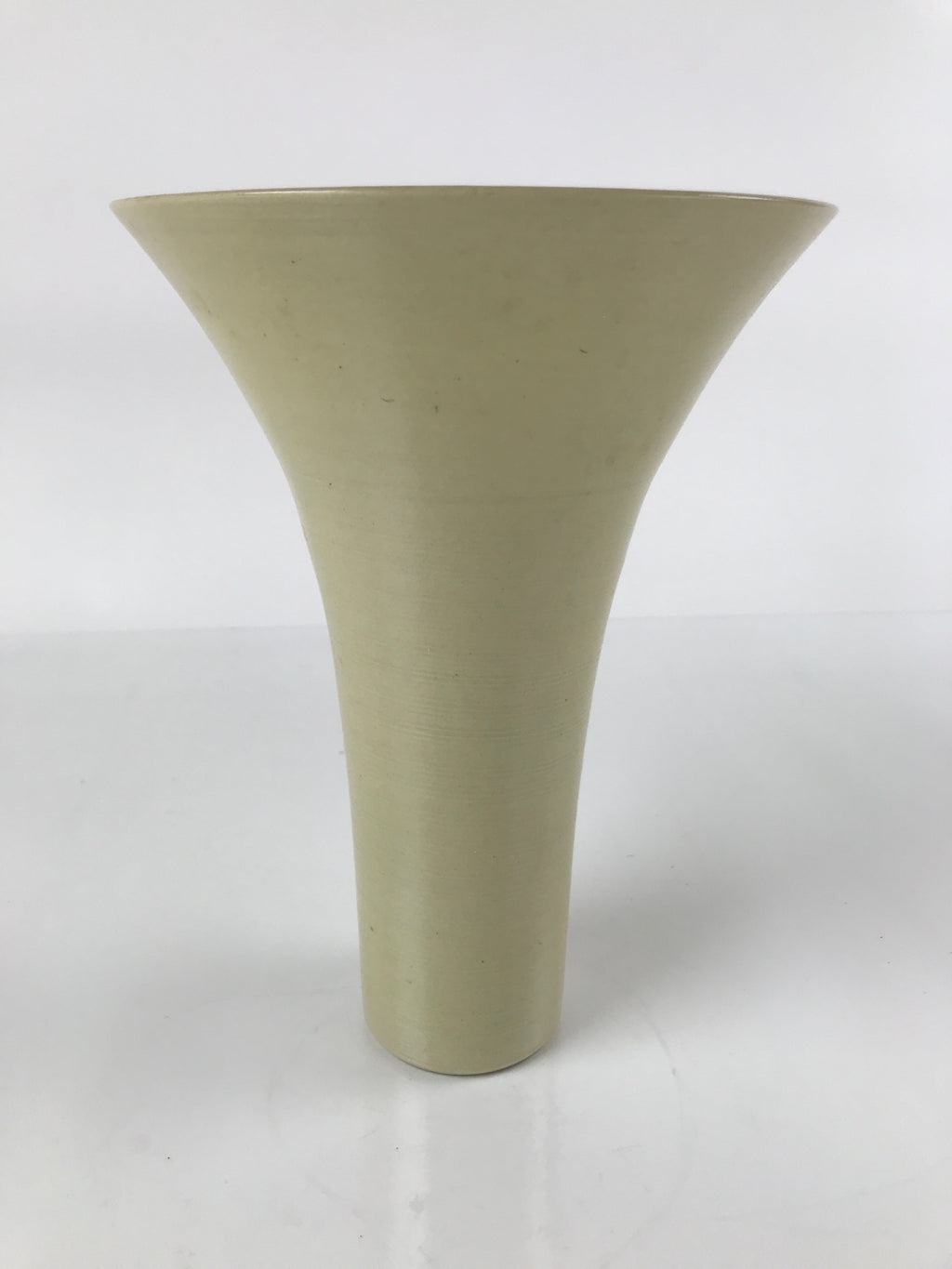 Japanese Ceramic Vase Kabin Vtg Ikebana Flower Arrangement Funnel Beige FK92