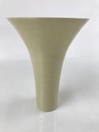 Japanese Ceramic Vase Kabin Vtg Ikebana Flower Arrangement Funnel Beige FK92