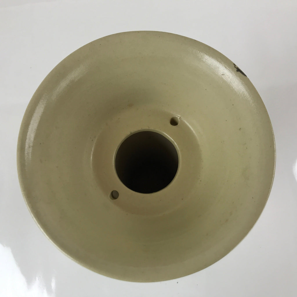 Japanese Ceramic Vase Kabin Vtg Ikebana Flower Arrangement Funnel Beige FK92
