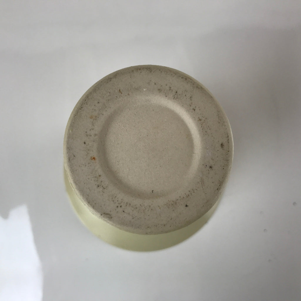 Japanese Ceramic Vase Kabin Vtg Ikebana Flower Arrangement Funnel Beige FK92