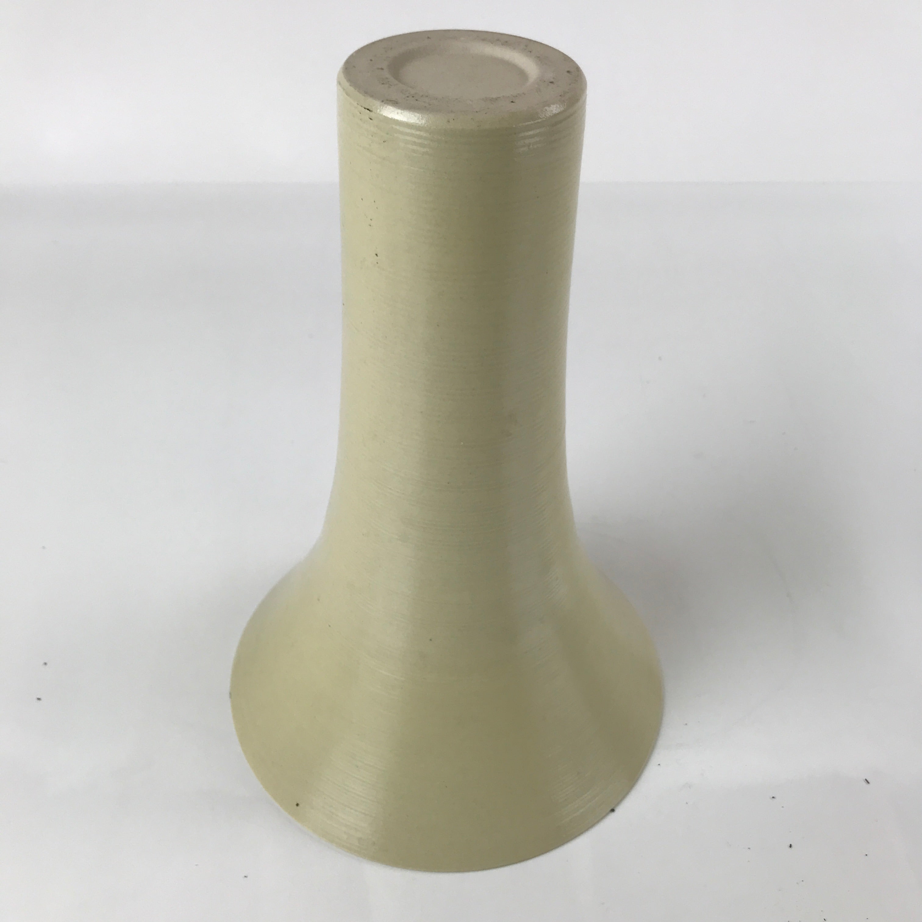 Japanese Ceramic Vase Kabin Vtg Ikebana Flower Arrangement Funnel Beige FK92