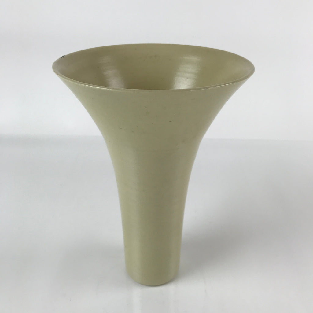 Japanese Ceramic Vase Kabin Vtg Ikebana Flower Arrangement Funnel Beige FK92