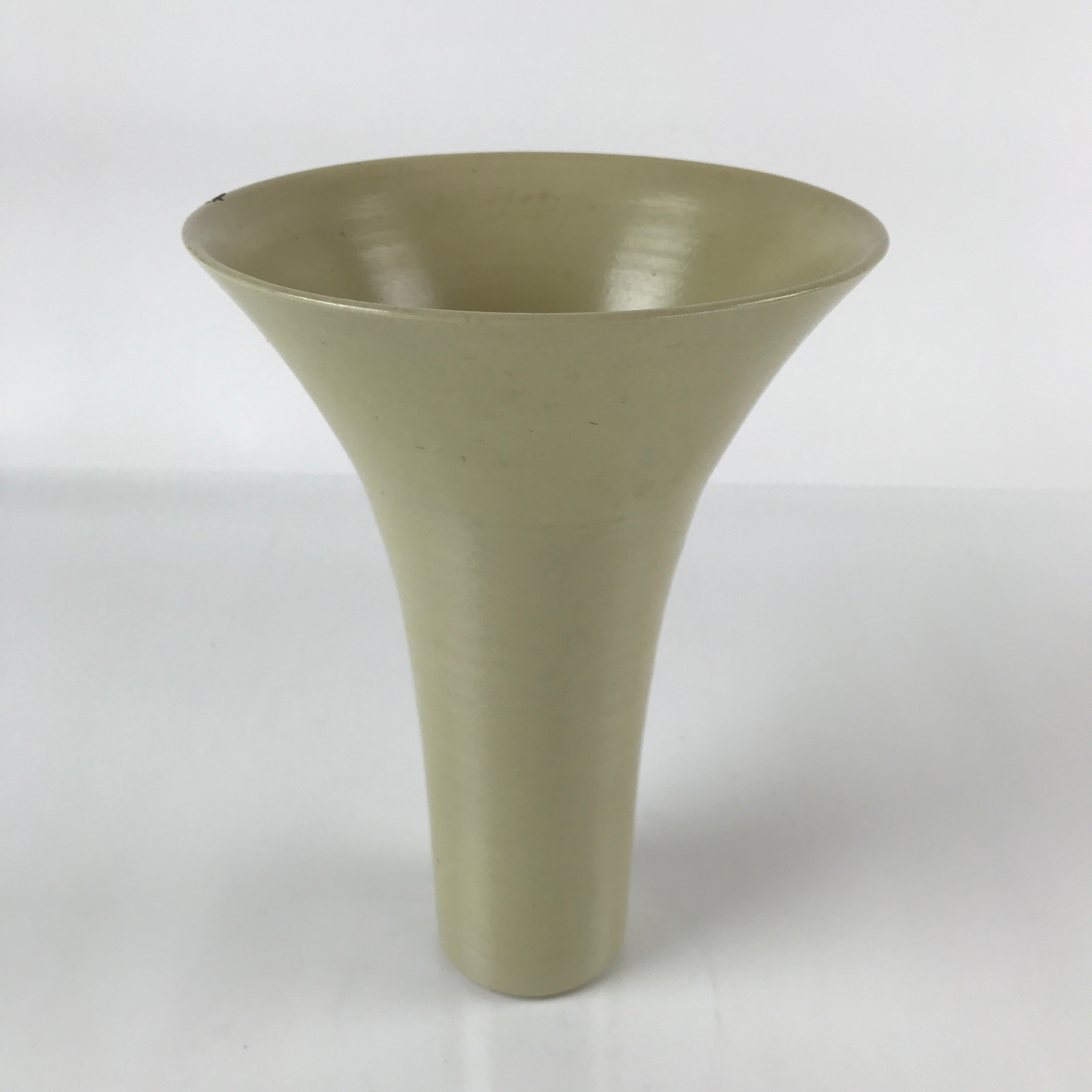 Japanese Ceramic Vase Kabin Vtg Ikebana Flower Arrangement Funnel Beige FK92