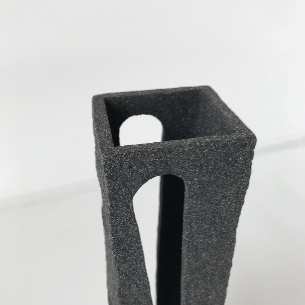Japanese Ceramic Vase Kabin Vtg Ikebana Flower Arrangement Stone Gray FK94