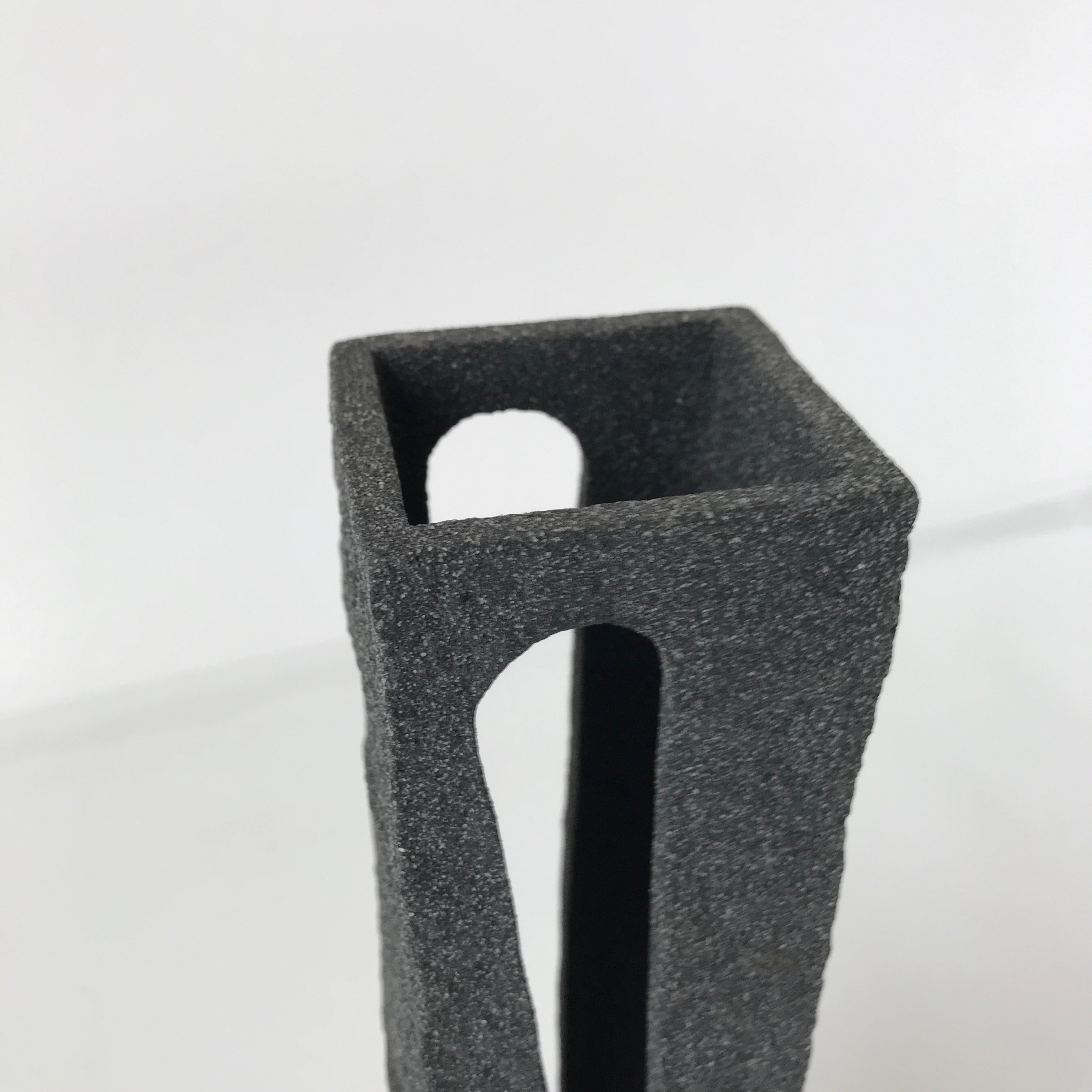 Japanese Ceramic Vase Kabin Vtg Ikebana Flower Arrangement Stone Gray FK94