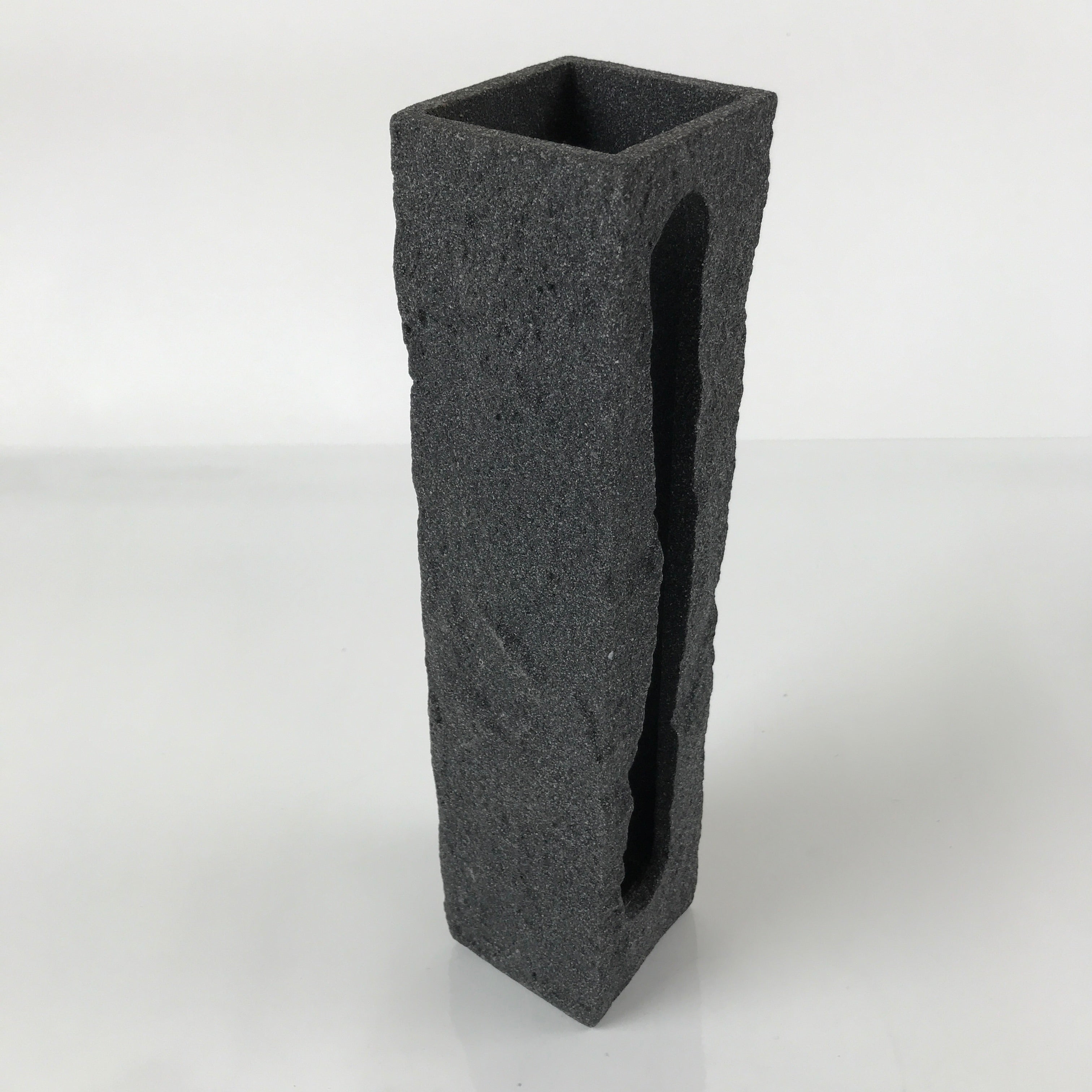 Japanese Ceramic Vase Kabin Vtg Ikebana Flower Arrangement Stone Gray FK94