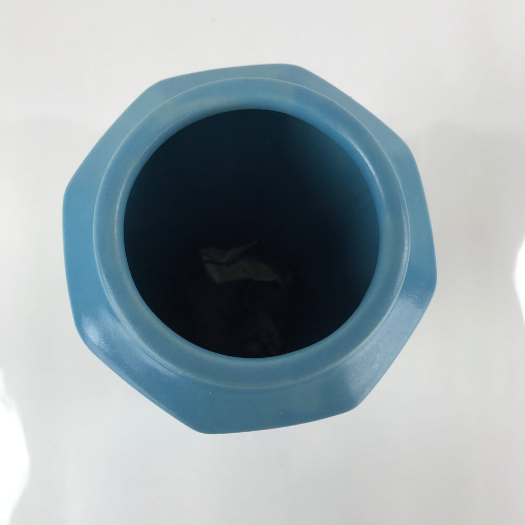 Japanese Ceramic Vase Kabin Vtg Ikebana Flower Arrangement Tall Light Blue FK91