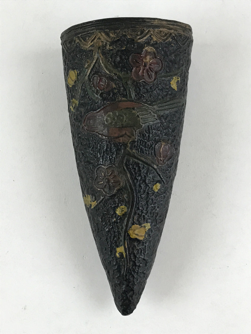 Japanese Ceramic Wall Hanging Single Flower Vase Vtg Kabin Flowers Black MFV76