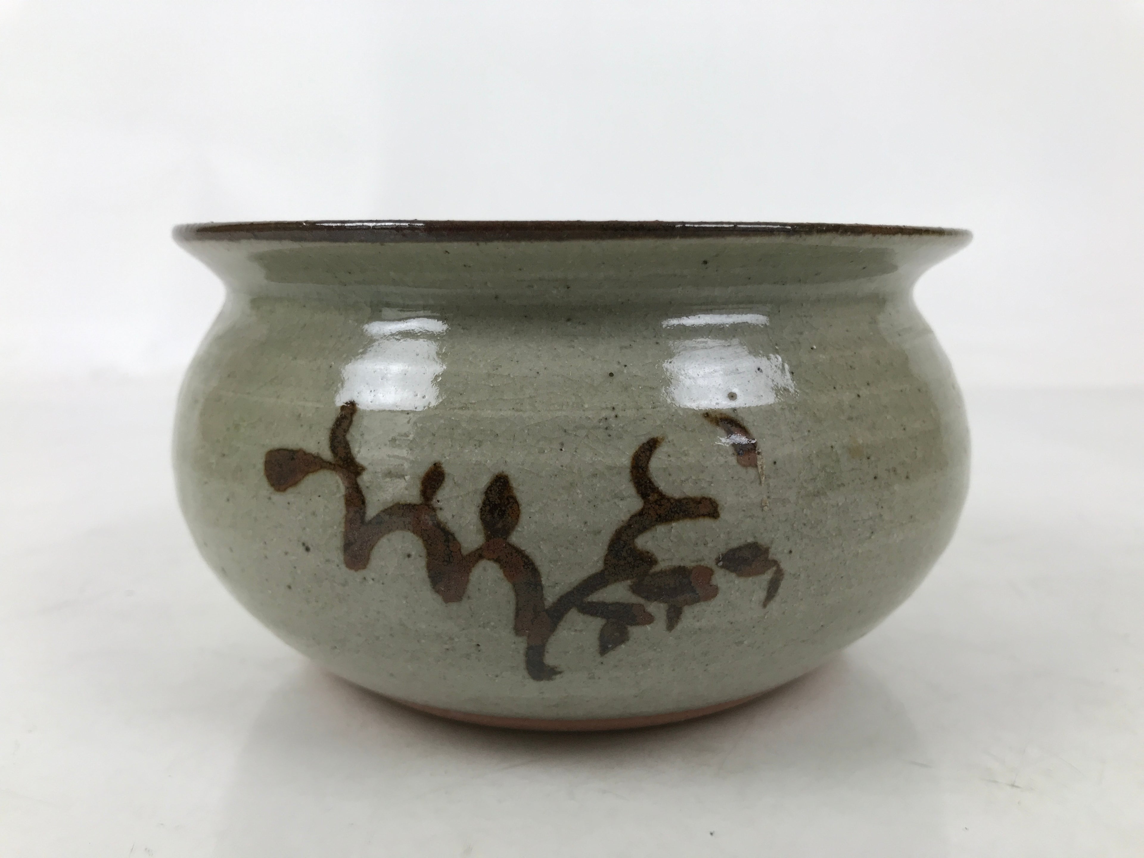 Japanese Ceramic Waste Water Bowl Kensui Vtg Egaratsu Tea Ceremony Gray CHB106