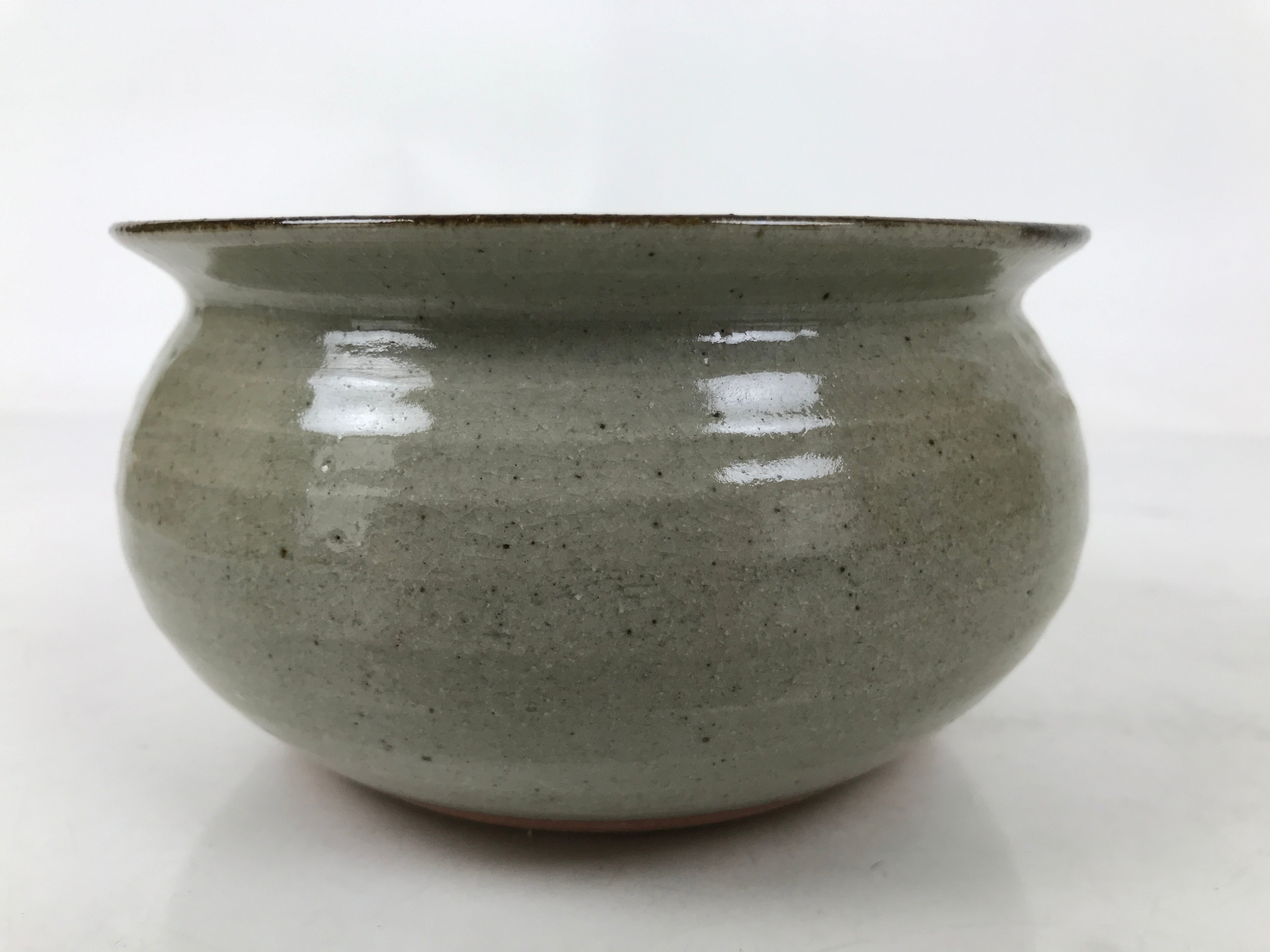 Japanese Ceramic Waste Water Bowl Kensui Vtg Egaratsu Tea Ceremony Gray CHB106