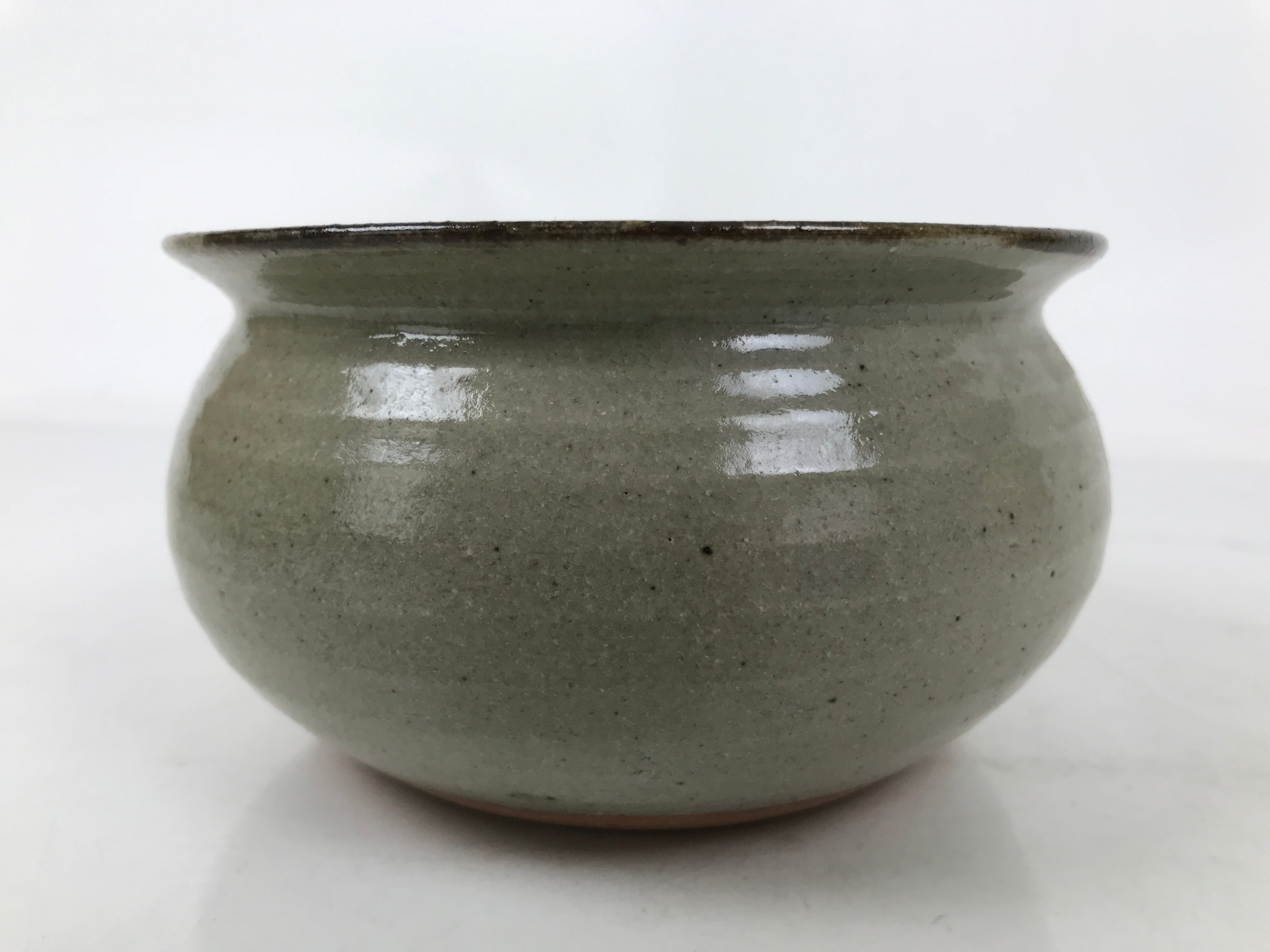 Japanese Ceramic Waste Water Bowl Kensui Vtg Egaratsu Tea Ceremony Gray CHB106