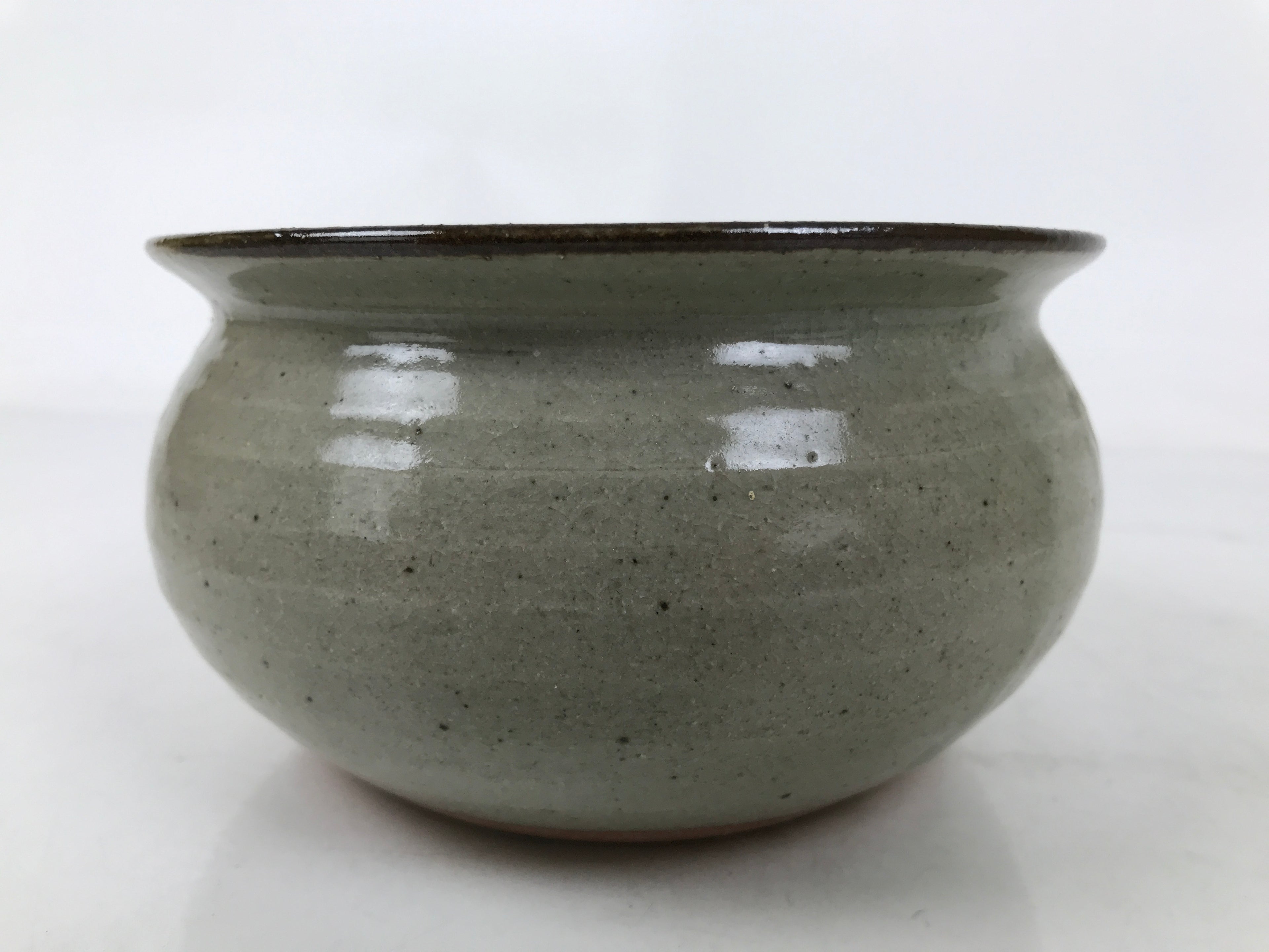 Japanese Ceramic Waste Water Bowl Kensui Vtg Egaratsu Tea Ceremony Gray CHB106