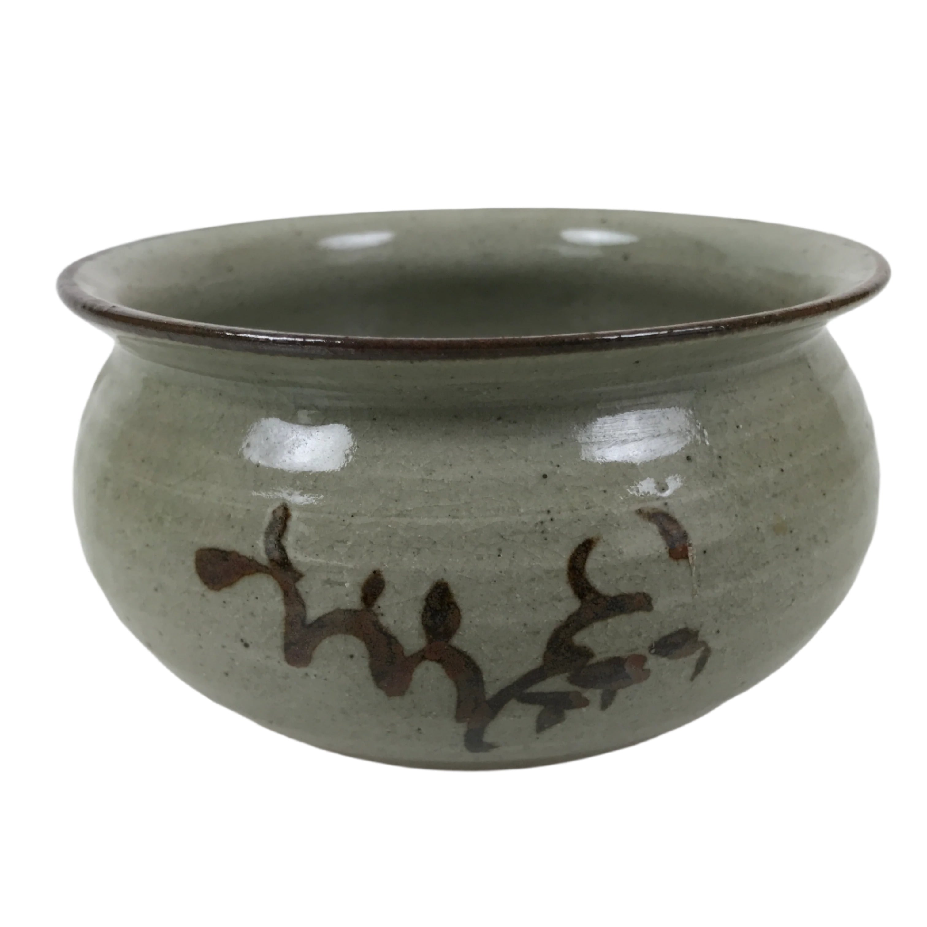Japanese Ceramic Waste Water Bowl Kensui Vtg Egaratsu Tea Ceremony Gray CHB106