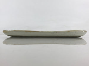 Japanese Ceramic White Small Plate Long Oval Vtg Pottery Yakimono PY444