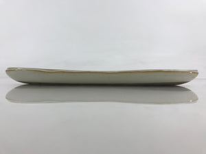 Japanese Ceramic White Small Plate Long Oval Vtg Pottery Yakimono PY444