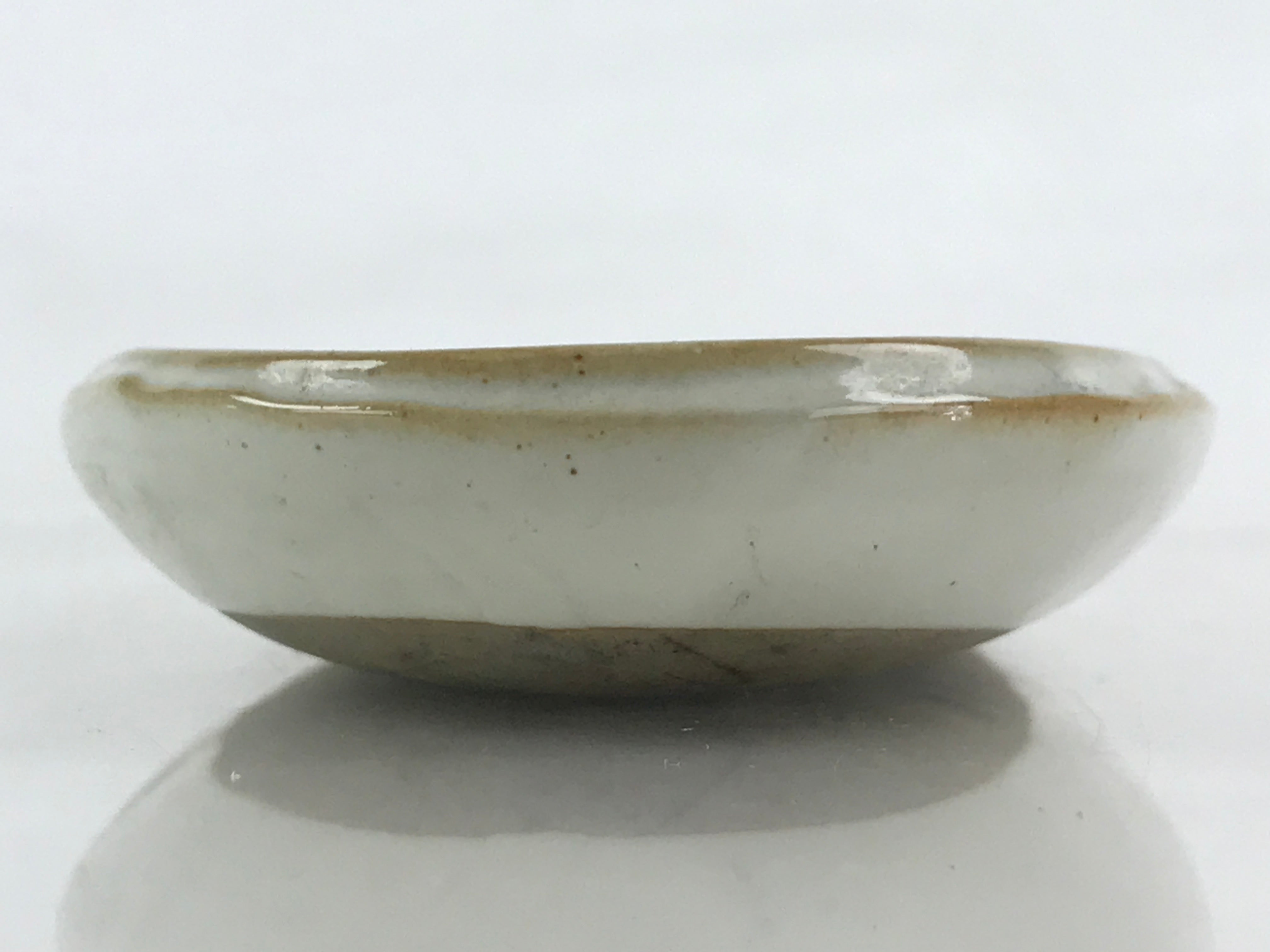 Japanese Ceramic White Small Plate Long Oval Vtg Pottery Yakimono PY444