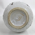 Japanese Ceramic Yuki Shino Ware Flower Vase Vtg Ikebana Kabin White Round FK119