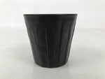 Japanese Ceramic Yunomi Teacup Simple Pottery Vtg Black Sencha Yakimono TC584