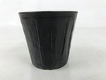 Japanese Ceramic Yunomi Teacup Simple Pottery Vtg Black Sencha Yakimono TC584