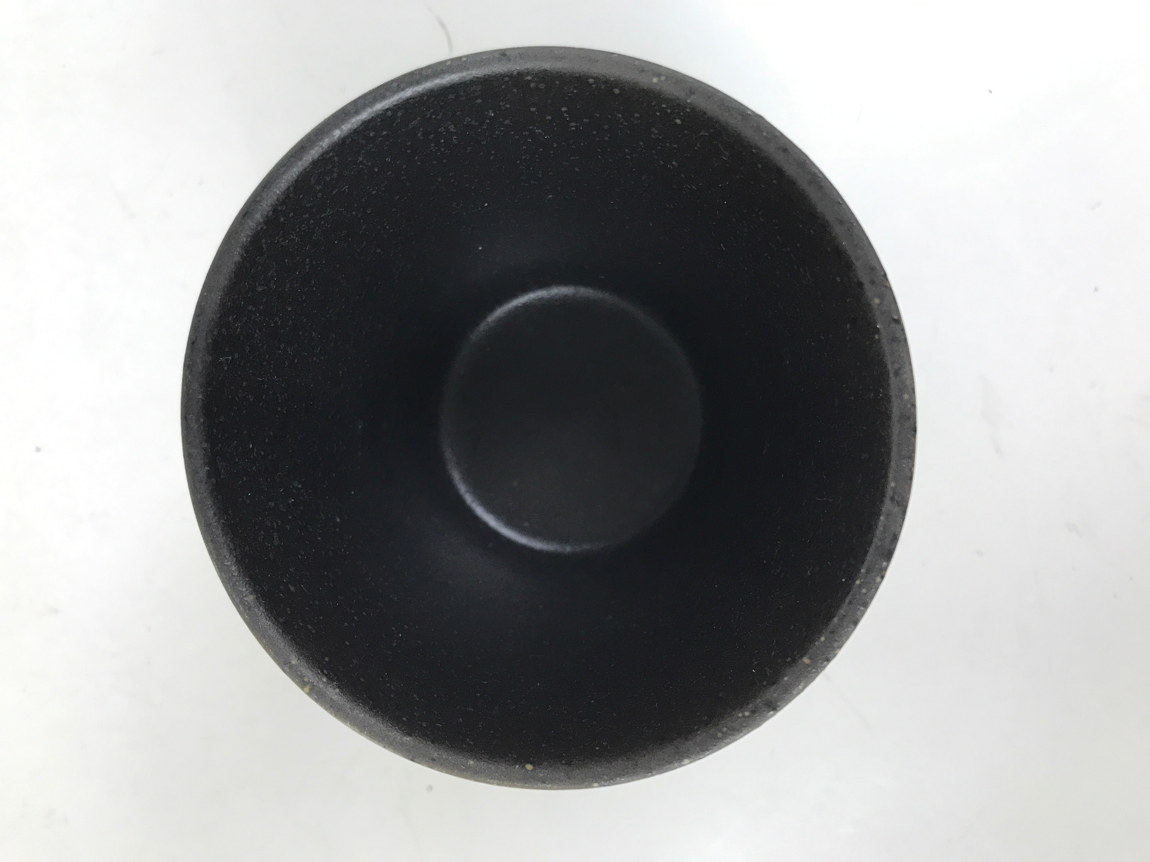 Japanese Ceramic Yunomi Teacup Simple Pottery Vtg Black Sencha Yakimono TC584