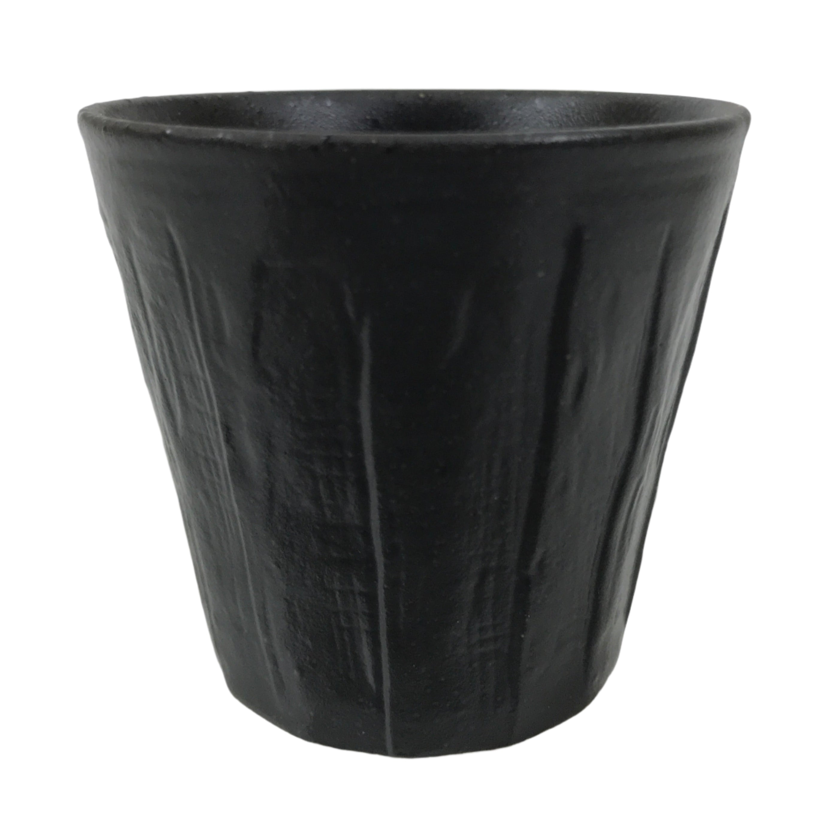 Japanese Ceramic Yunomi Teacup Simple Pottery Vtg Black Sencha Yakimono TC584