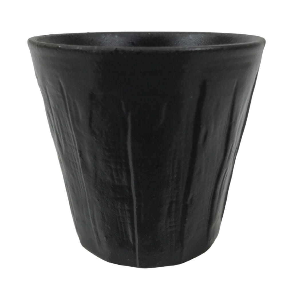 Japanese Ceramic Yunomi Teacup Simple Pottery Vtg Black Sencha Yakimono TC584