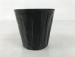 Japanese Ceramic Yunomi Teacup Simple Pottery Vtg Black Sencha Yakimono TC585
