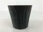 Japanese Ceramic Yunomi Teacup Simple Pottery Vtg Black Sencha Yakimono TC585