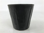 Japanese Ceramic Yunomi Teacup Simple Pottery Vtg Black Sencha Yakimono TC585
