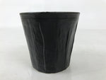 Japanese Ceramic Yunomi Teacup Simple Pottery Vtg Black Sencha Yakimono TC585