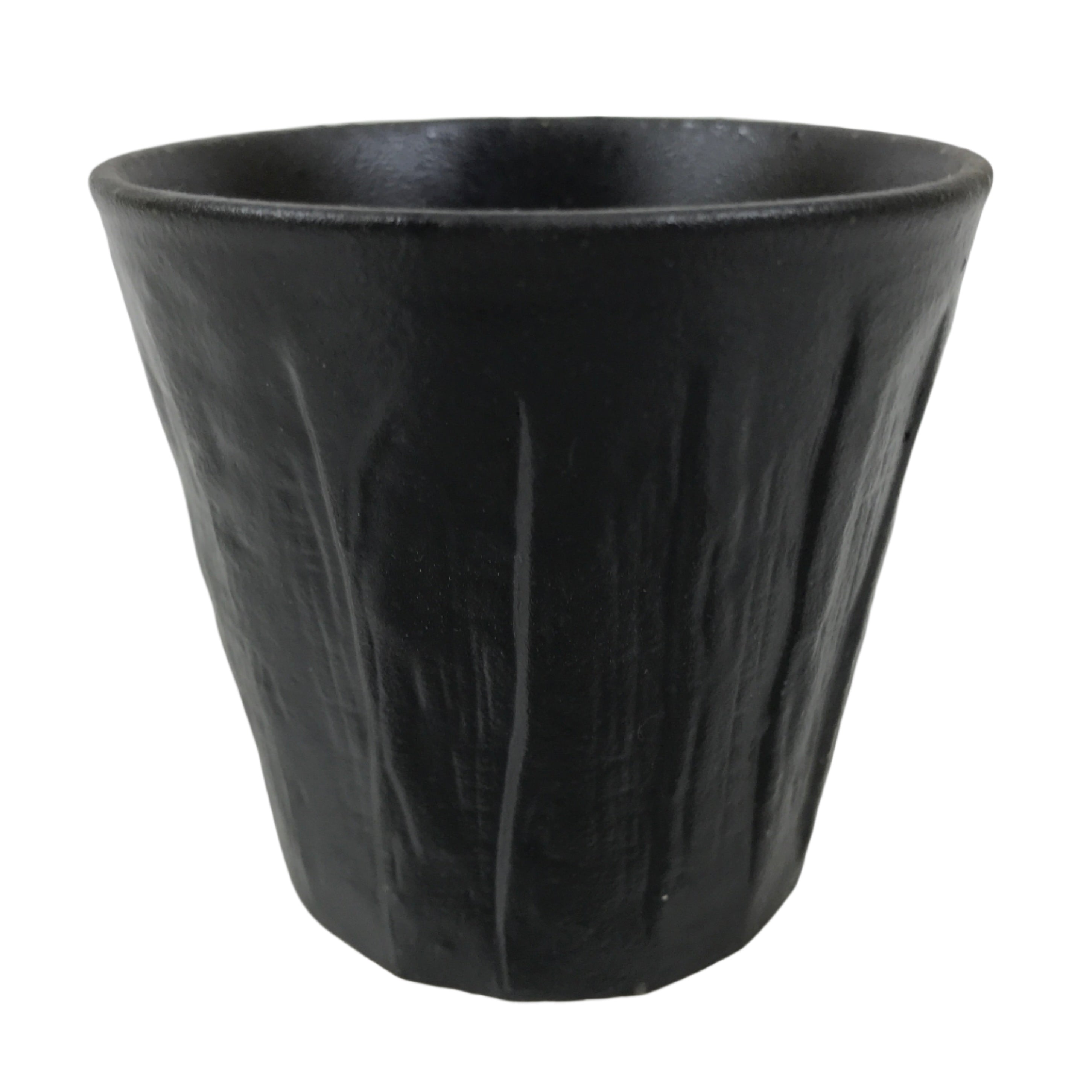 Japanese Ceramic Yunomi Teacup Simple Pottery Vtg Black Sencha Yakimono TC585