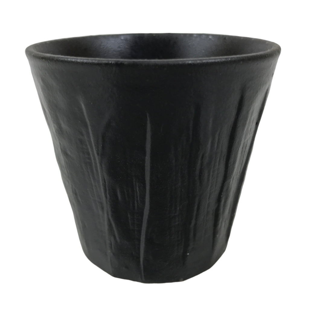 Japanese Ceramic Yunomi Teacup Simple Pottery Vtg Black Sencha Yakimono TC585