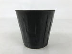 Japanese Ceramic Yunomi Teacup Simple Pottery Vtg Black Sencha Yakimono TC586