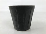 Japanese Ceramic Yunomi Teacup Simple Pottery Vtg Black Sencha Yakimono TC586