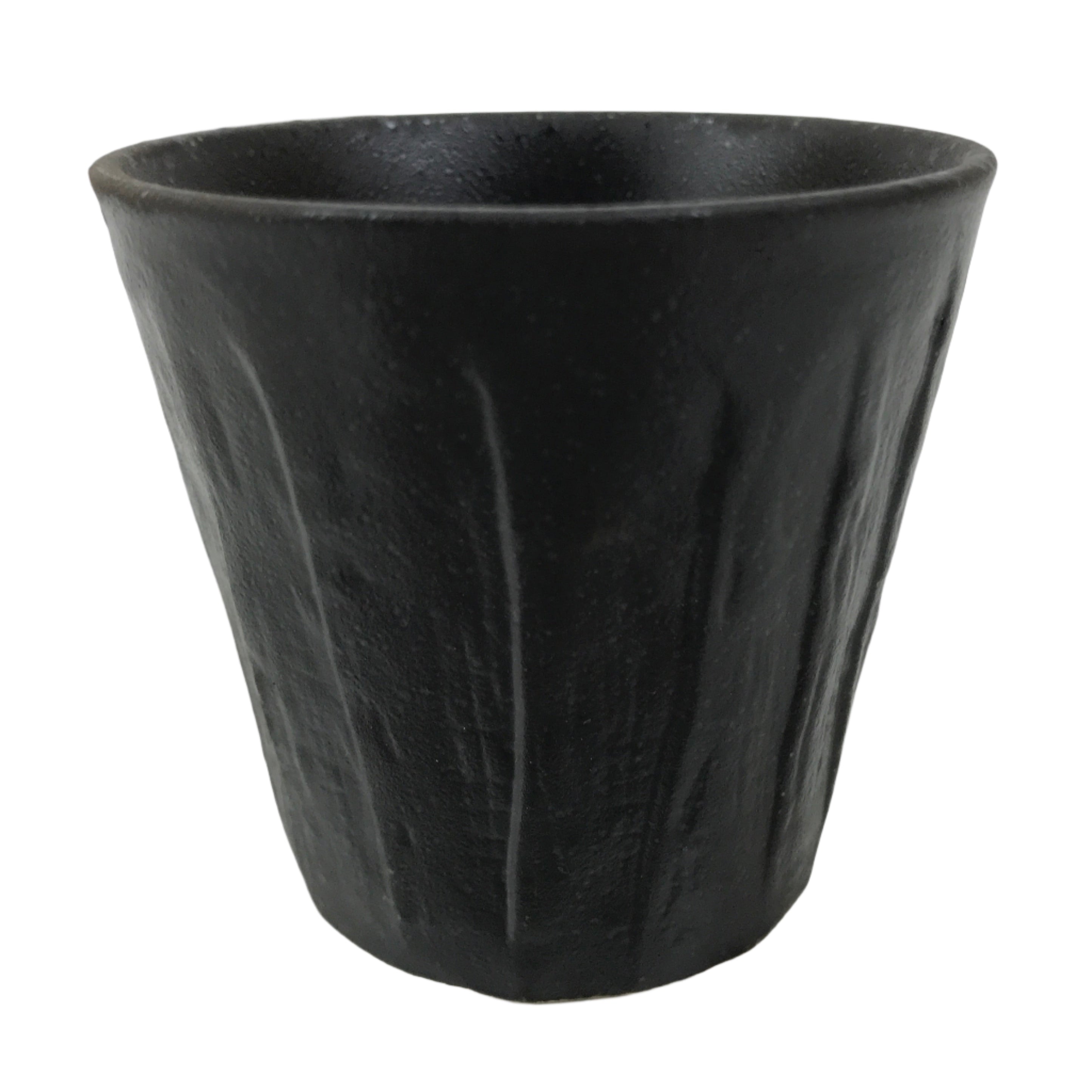 Japanese Ceramic Yunomi Teacup Simple Pottery Vtg Black Sencha Yakimono TC586