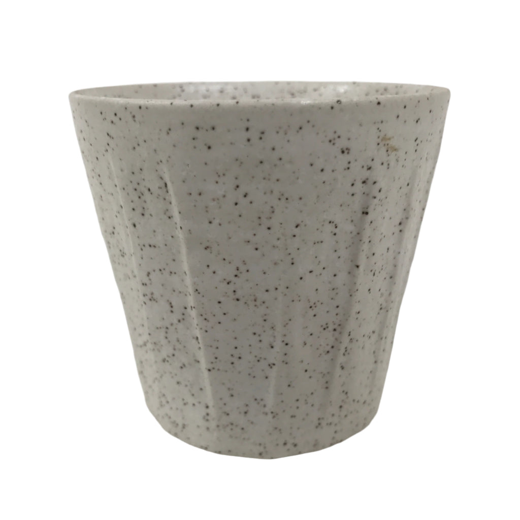 Japanese Ceramic Yunomi Teacup Simple Pottery White Black Specks Yakimono TC572