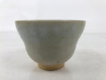 Japanese Ceramic Yunomi Teacup Vtg Hagi Ware Pottery Gray Yakimono Sencha TC598