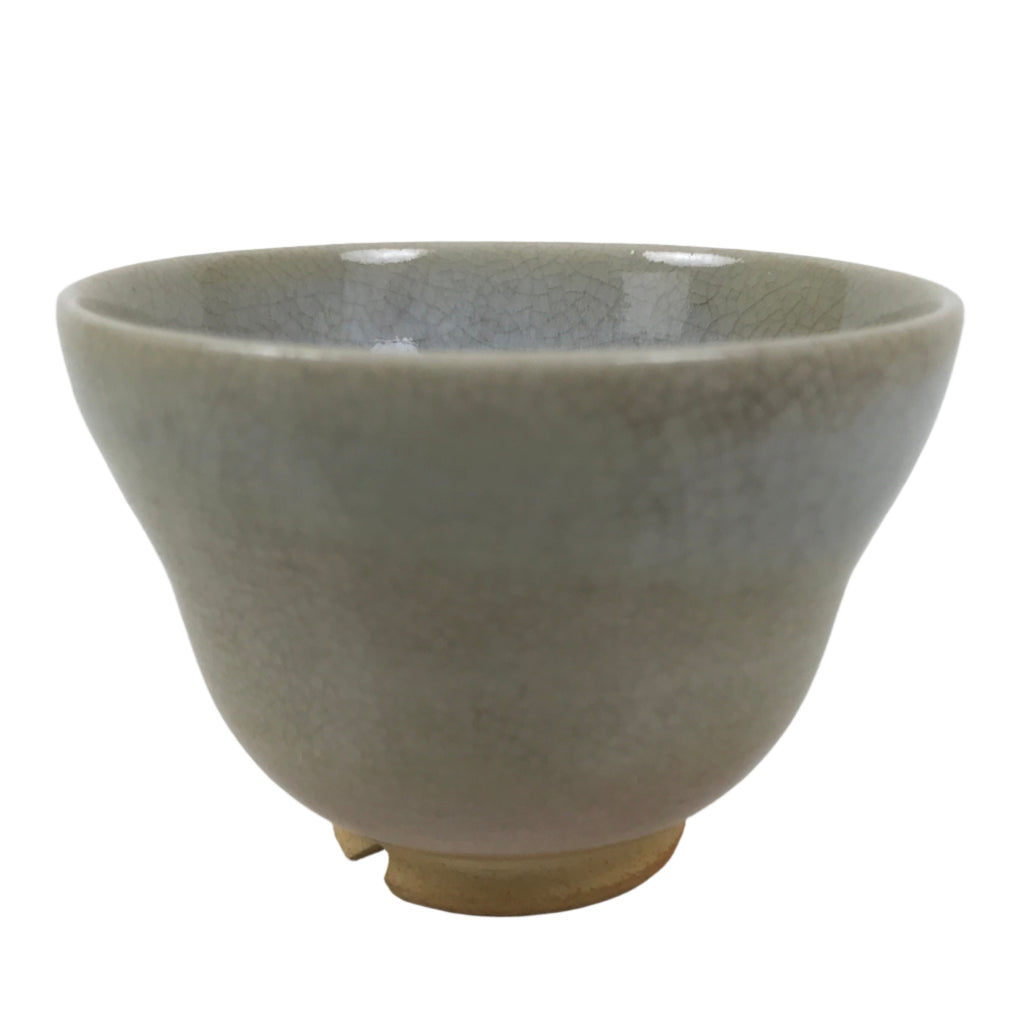Japanese Ceramic Yunomi Teacup Vtg Hagi Ware Pottery Gray Yakimono Sencha TC599