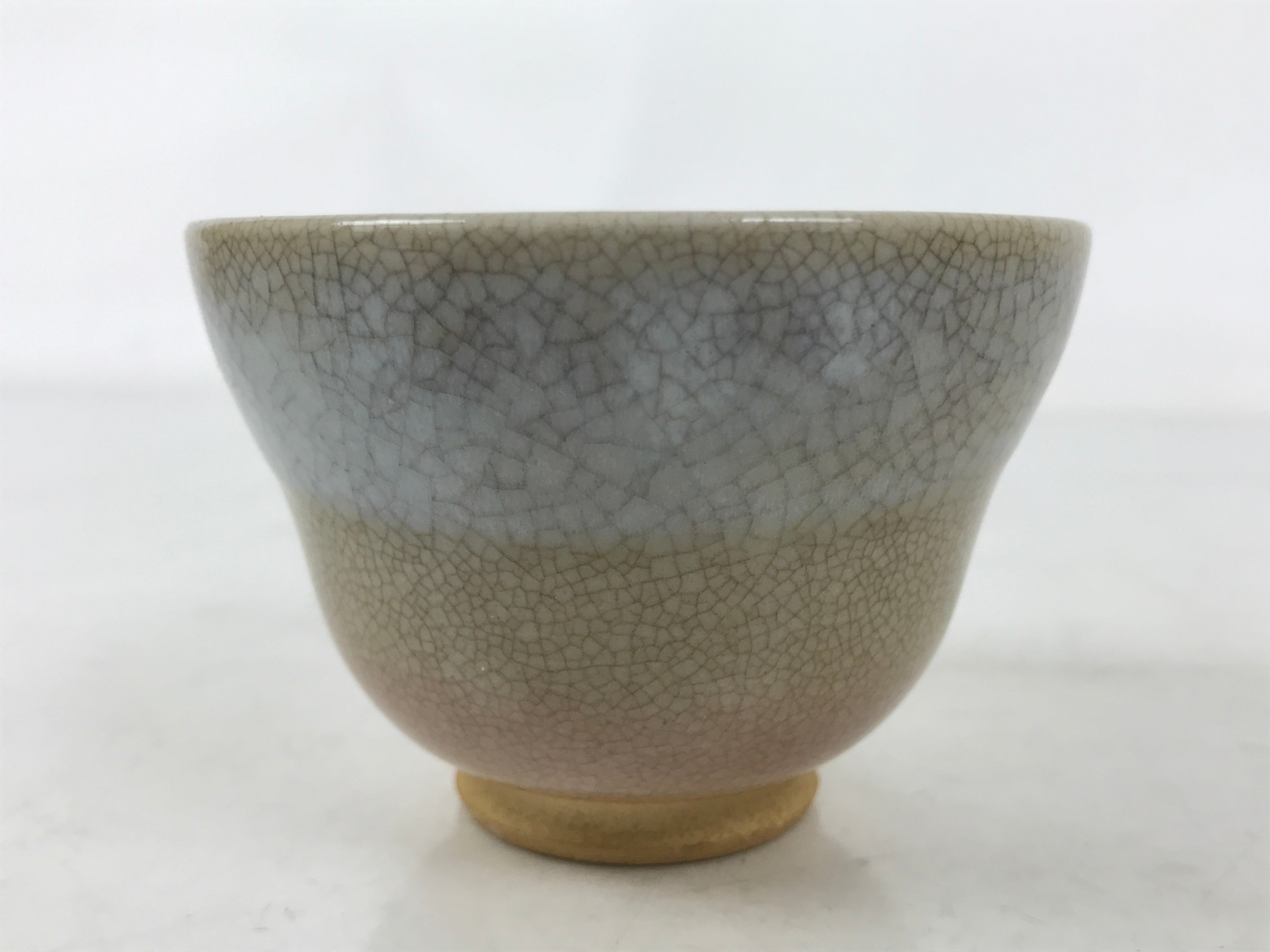 Japanese Ceramic Yunomi Teacup Vtg Hagi Ware Pottery Gray Yakimono Sencha TC600