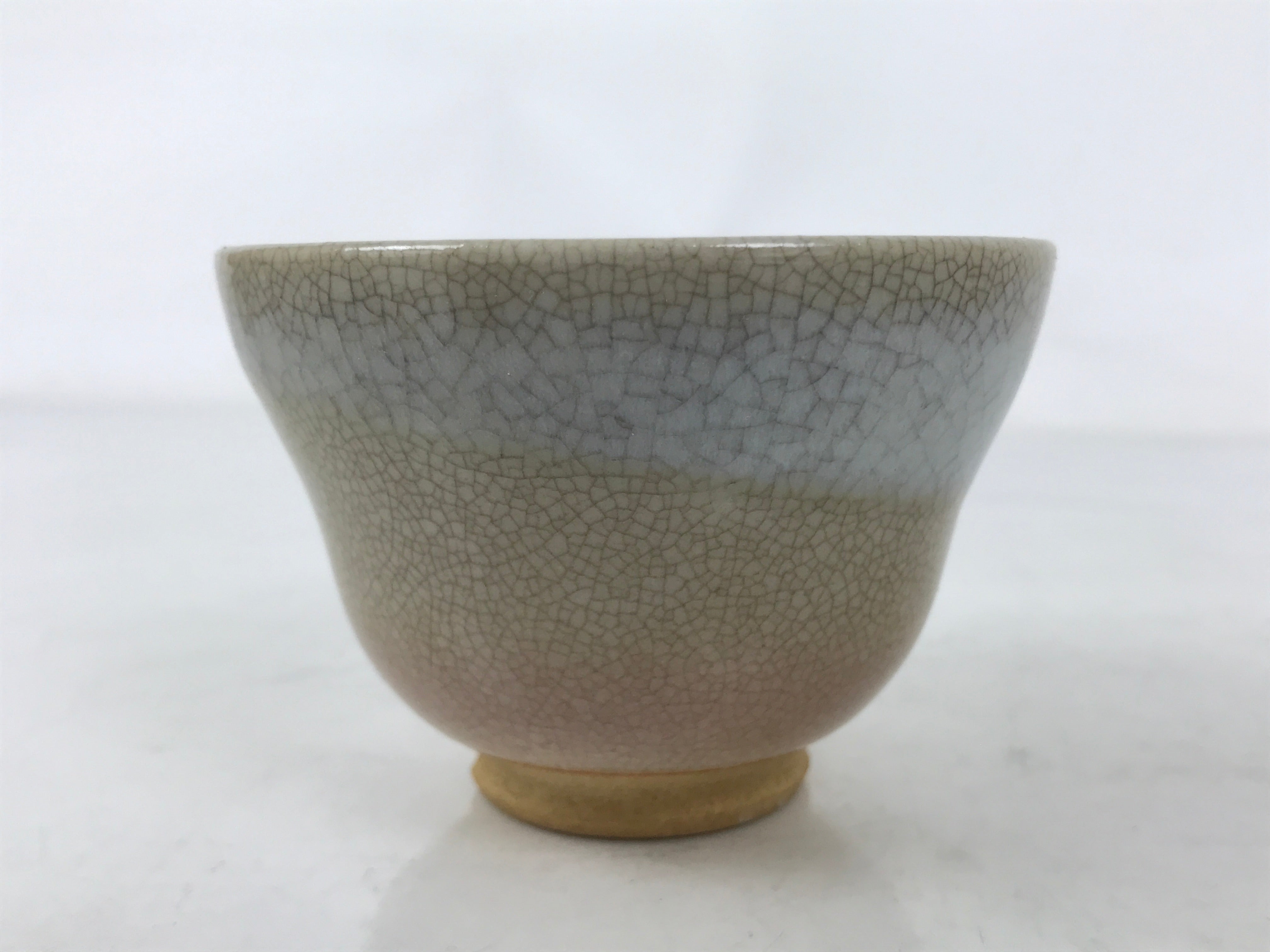 Japanese Ceramic Yunomi Teacup Vtg Hagi Ware Pottery Gray Yakimono Sencha TC600