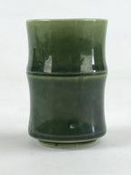 Japanese Ceramic Yunomi Teacup Vtg Pottery Bamboo Shape Green TC354