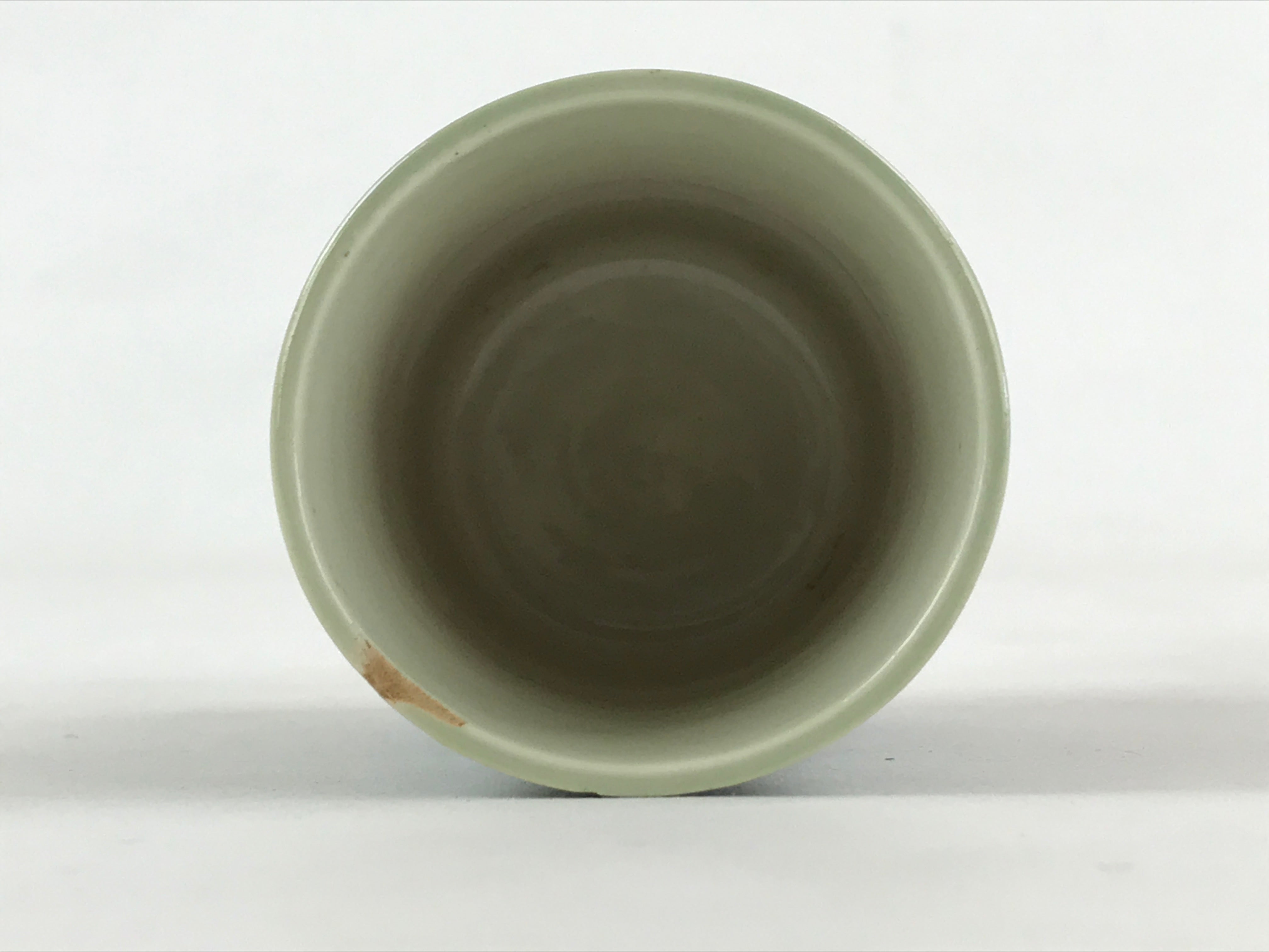 Japanese Ceramic Yunomi Teacup Vtg Pottery Bamboo Shape Green TC355