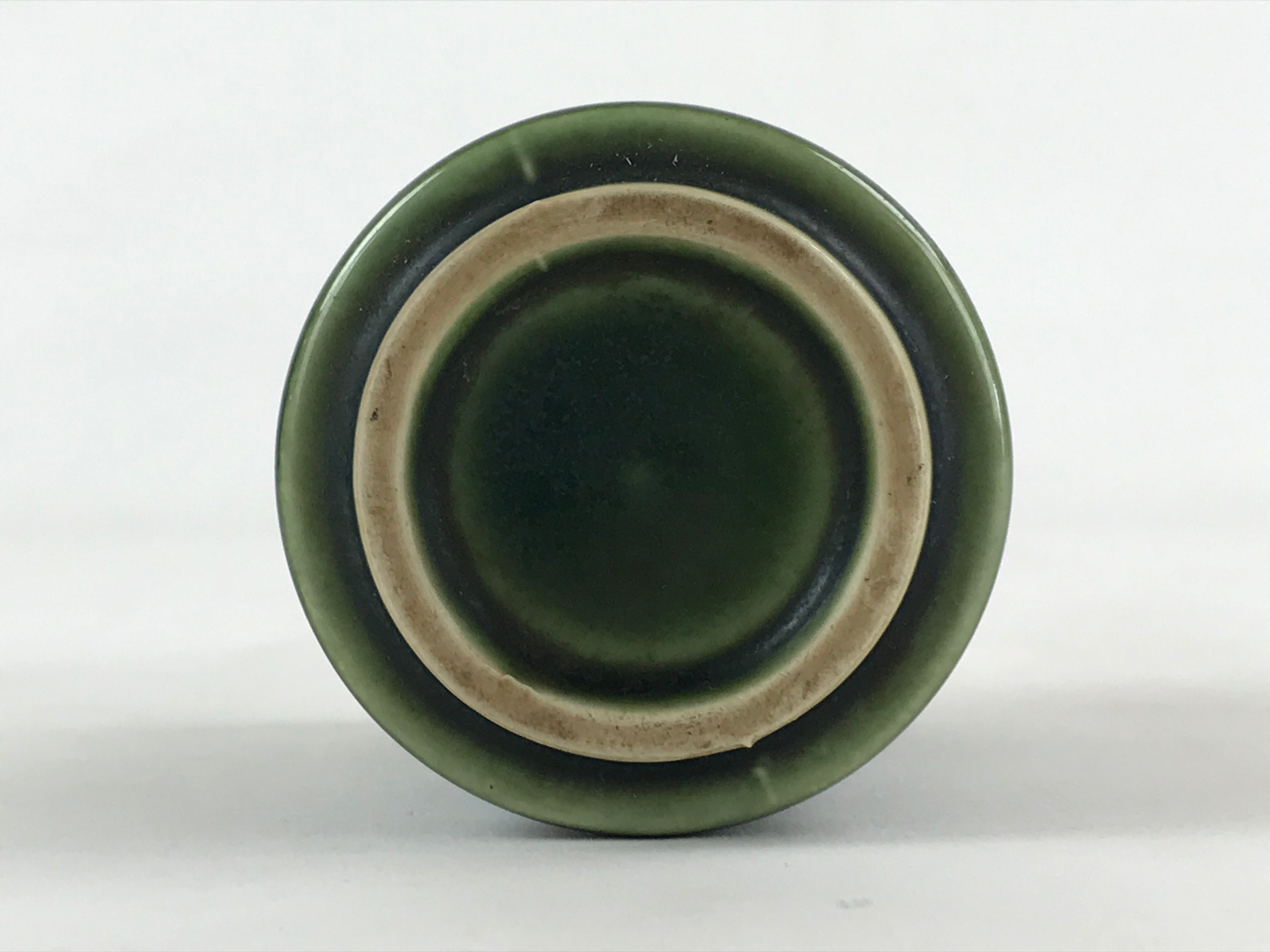 Japanese Ceramic Yunomi Teacup Vtg Pottery Bamboo Shape Green TC355