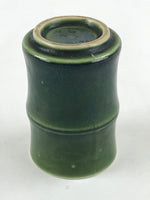 Japanese Ceramic Yunomi Teacup Vtg Pottery Bamboo Shape Green TC355