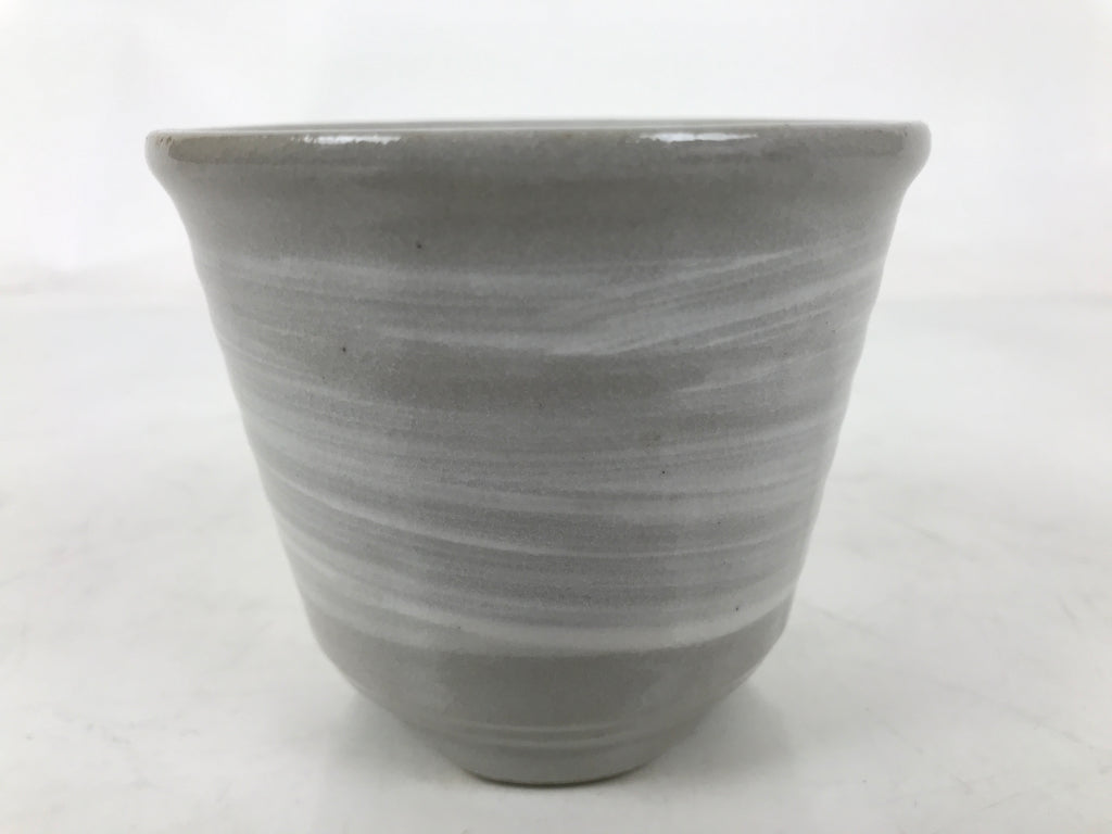 Japanese Ceramic Yunomi Teacup Vtg Pottery Gray White Yakimono Sencha TC565