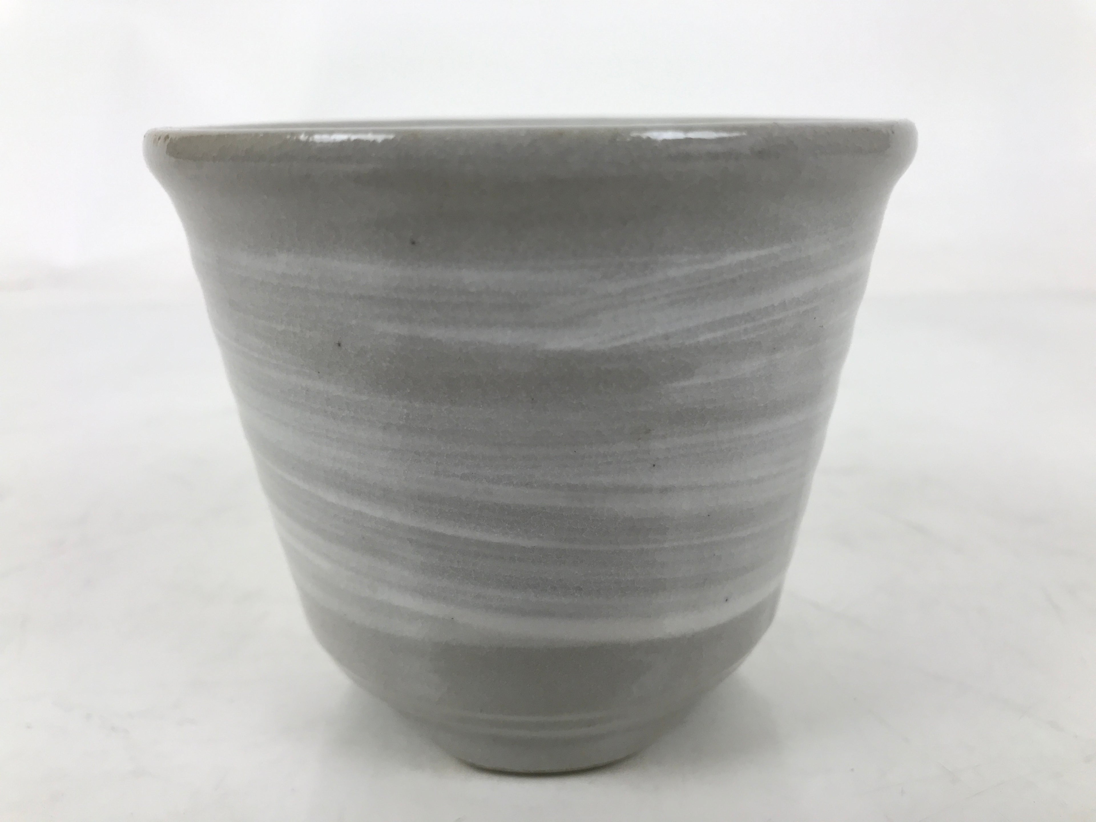 Japanese Ceramic Yunomi Teacup Vtg Pottery Gray White Yakimono Sencha TC565